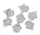 4 Silver Metal RHINESTONE PAW Print School Team Mascot Charms or Pendants, Bear, Tiger, Panther, Cougar chs1034A
