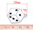 4 Silver Tone Enamel Dice Charm Pendants 28x22mm che0180