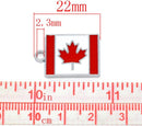 4 Silver Metal Enamel CANADA FLAG Charms or Pendants che0175
