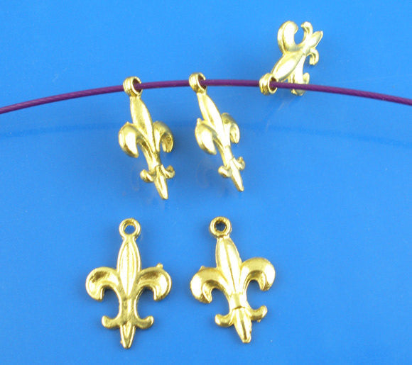 10 Gold Plated Fleur-De-Lis Charms Pendants 18x12mm chg0066