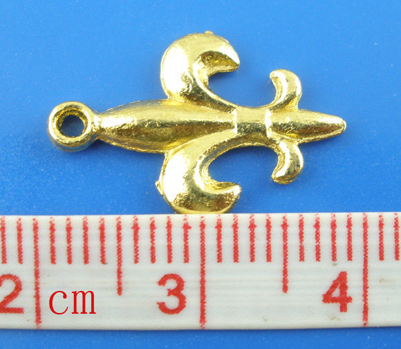 10 Gold Plated Fleur-De-Lis Charms Pendants 18x12mm chg0066