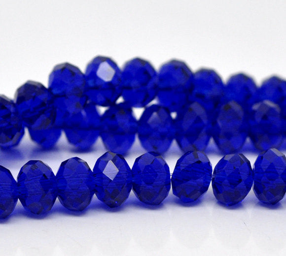 12" Strand Crystal Rondelle Beads . DEEP SAPPHIRE 4mm . about 100 beads bgl1039