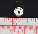 8mm CANDY PINK AB Coated Rhinestone Crystal Silver PlatedSpacer Rondelle Beads . 10 pieces . Smooth Edge bme0201