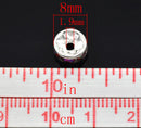 8mm SIAM RED AB Coated Rhinestone Crystal Silver PlatedSpacer Rondelle Beads . 10 pieces . Smooth Edge . bme0226