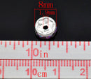 8mm GRAPE PURPLE AB Coated Rhinestone Crystal Silver Plated Spacer Rondelle Beads 10 pieces . Smooth Edge . bme0191a