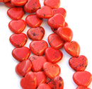 GEMSTONE PUFFY HEART Beads made of Carved Howlite . 5 pieces . Light Red 20x20mm how0347