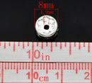 Silver Plated Jet Black Color Rhinestone Rondelle Spacers Beads 8mm . 10 pieces . Smooth Edge . bme0189