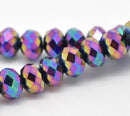 8mm Multi Color MARDI GRAS Crystal Glass Faceted Rondelle Beads, 1 strand  bgl0581