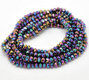 8mm Multi Color MARDI GRAS Crystal Glass Faceted Rondelle Beads, 1 strand  bgl0581