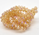 8x6mm CHAMPAGNE AB Coated Crystal Glass Faceted Rondelle Beads . 24 pieces  bgl0555