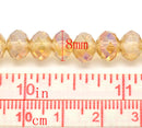 8x6mm CHAMPAGNE AB Coated Crystal Glass Faceted Rondelle Beads . 24 pieces  bgl0555