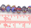 8x6mm PURPLE AMETHYST AB Crystal Glass Faceted Rondelle Beads . 24 pieces bgl1012