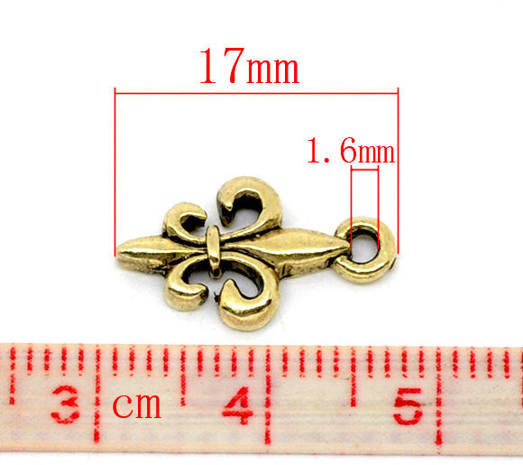 Gold Tone Fleur-De-Lis Charm Pendants 17x10mm  10 pieces  chg0067