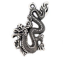 2 Large Silver Tone Chinese Dragon Charm Pendants 52x32mm. chs0821