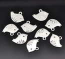 20 Silver Plated Bird Charm Pendants 16x13mm (5/8"x1/2")   chs0823