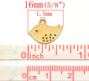 6 Gold Plated Brass Bird Charm Pendants 16x13mm (5/8"x1/2") . Chg0081