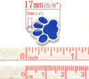 4 Enamel Dark BLUE PAW Print School Mascot Charm Pendants. Bear, Tiger, Panther, Cougar. che0059