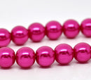10mm HOT PINK FUCHSIA Round Glass Pearls  40 beads  bgl0469