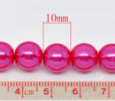 10mm HOT PINK FUCHSIA Round Glass Pearls  40 beads  bgl0469