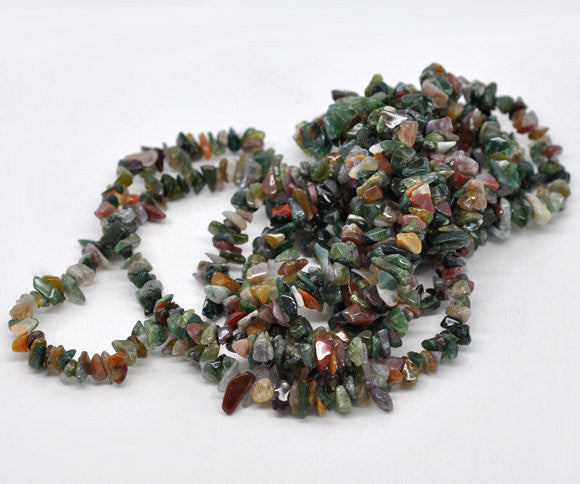 INDIAN AGATE Gemstone Chips . 1 double strand . 35 inches gag0091