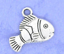 4 Silver Tone Fish Charm Pendants 17x14mm . Clown Fish chs0078