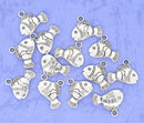 4 Silver Tone Fish Charm Pendants 17x14mm . Clown Fish chs0078