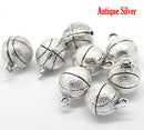 2 Silver Tone Basketball Charm Pendants 19x14mm (3/4"x1/2") . Chs0361