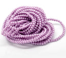 4mm VIOLET ORCHID Purple Pink Round Glass Pearls . long 32" strand . about 210 beads . Bgl0402