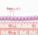 4mm VIOLET ORCHID Purple Pink Round Glass Pearls . long 32" strand . about 210 beads . Bgl0402