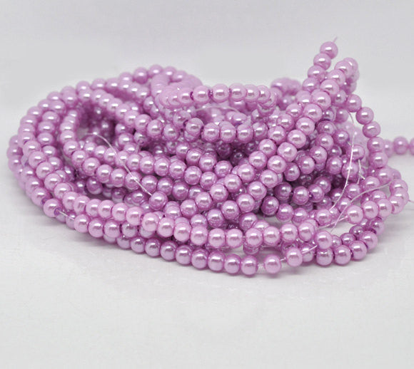 8mm ORCHID LAVENDER PURPLE Round Glass Pearls . 50 beads  bgl0800