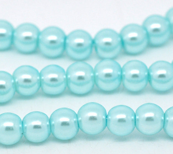 8mm SKY BLUE Baby Blue Glass Pearls  50 beads  bgl0444