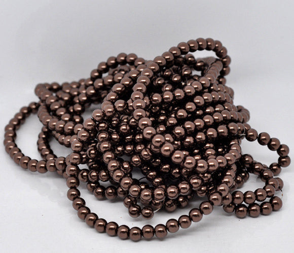 8mm Dark RICH CHOCOLATE BROWN Coffee Colored Glass Pearls . 50 beads . bgl0441