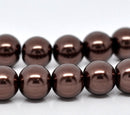10mm Dark RICH CHOCOLATE BROWN Coffee Colored Round Glass Pearl Beads  40 beads  bgl0475