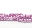4mm VIOLET ORCHID Purple Pink Round Glass Pearls . long 32" strand . about 210 beads . Bgl0402