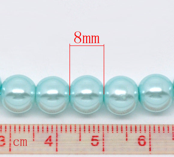 8mm SKY BLUE Baby Blue Glass Pearls  50 beads  bgl0444