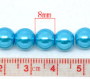 8mm MEDIUM BLUE AQUAMARINE Baby Blue Glass Pearls  50 beads  bgl0479