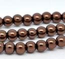 8mm Dark RICH CHOCOLATE BROWN Coffee Colored Glass Pearls . 50 beads . bgl0441