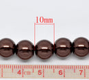 10mm Dark RICH CHOCOLATE BROWN Coffee Colored Round Glass Pearl Beads  40 beads  bgl0475