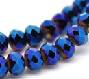 4mm Dark Royal Blue AB Color Crystal Glass Faceted Rondelle Beads  48 beads bgl1047