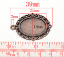 Picture Frame Charm Pendant Blank . Copper Metal . 6 pieces chc0033
