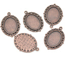 Picture Frame Charm Pendant Blank . Copper Metal . 6 pieces chc0033