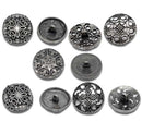 5 LARGE Mixed Silver Tone Carved Metal Buttons 23-28mm for sewing, scrapbooking, jewelry making but0164
