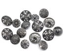 10 Mixed Silver Tone Carved Metal Buttons 17mm-23mm for sewing, scrapbooking, jewelry making but0165