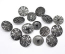5 LARGE Mixed Silver Tone Carved Metal Buttons 23-28mm for sewing, scrapbooking, jewelry making but0164