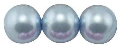 6mm Light BABY POWDER BLUE Round Glass Pearls . long 32" strand . about 140 beads . Bgl0417