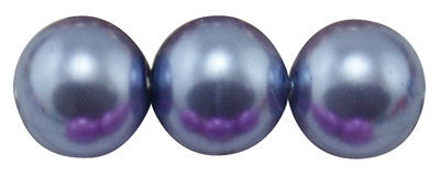 6mm PERIWINKLE BLUE Round Glass Pearls . long 32" strand . about 140 beads bgl0413