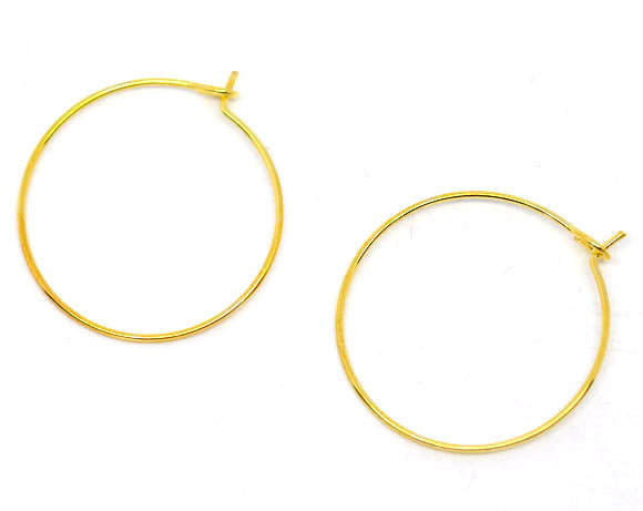 100 GOLD Plated Wine Glass Charm Rings or Earring Hoops 25mm, 1" diameter  Bulk Package  fin0281b