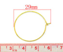 100 GOLD Plated Wine Glass Charm Rings or Earring Hoops 25mm, 1" diameter  Bulk Package  fin0281b
