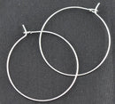 Bulk Package 100 LARGE SILVER Plated Wine Glass Charm Rings or Earring Hoops 40x35mm  fin0085b