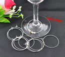 Bulk Package 100 LARGE SILVER Plated Wine Glass Charm Rings or Earring Hoops 40x35mm  fin0085b